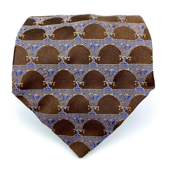 Brodeur Carvell La Vita Di Moda Other - Brodeur Carvell La Vita Di Moda Tie Brown Blue 100% Silk Made in Italy Necktie
